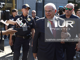 Senator Bob Menendez (D-NJ) leaves the United States District Court for the Southern District of New York after the second day of deliberati...