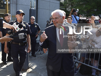 Senator Bob Menendez (D-NJ) leaves the United States District Court for the Southern District of New York after the second day of deliberati...