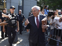 Senator Bob Menendez (D-NJ) leaves the United States District Court for the Southern District of New York after the second day of deliberati...