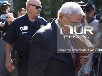 Senator Bob Menendez (D-NJ) leaves the United States District Court for the Southern District of New York after the second day of deliberati...