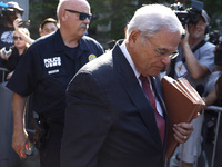 Senator Bob Menendez (D-NJ) leaves the United States District Court for the Southern District of New York after the second day of deliberati...