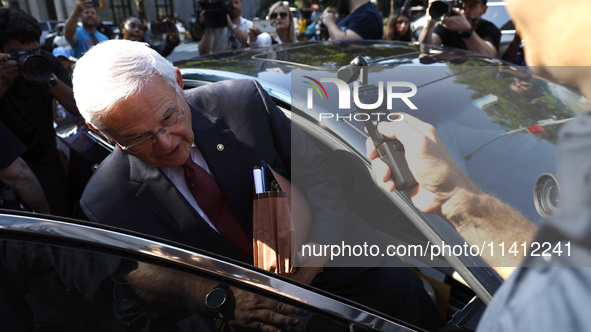 Senator Bob Menendez (D-NJ) leaves the United States District Court for the Southern District of New York after the second day of deliberati...