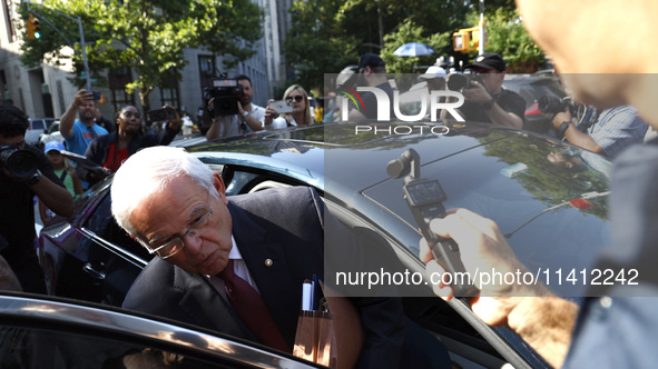 Senator Bob Menendez (D-NJ) leaves the United States District Court for the Southern District of New York after the second day of deliberati...