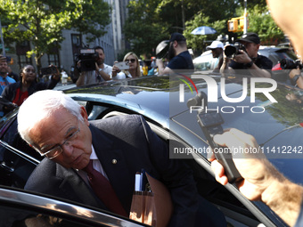 Senator Bob Menendez (D-NJ) leaves the United States District Court for the Southern District of New York after the second day of deliberati...