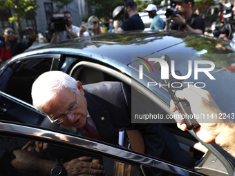 Senator Bob Menendez (D-NJ) leaves the United States District Court for the Southern District of New York after the second day of deliberati...