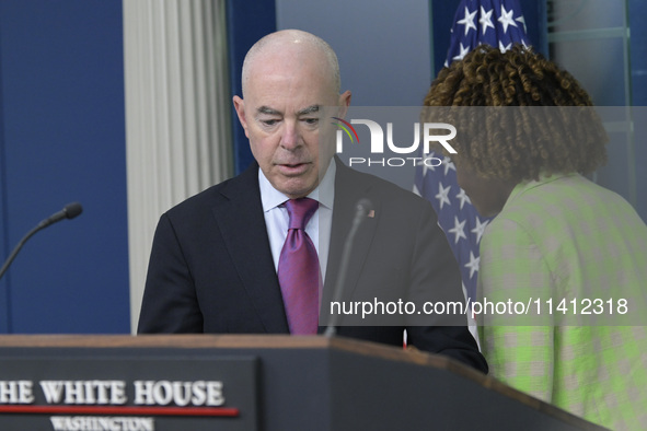 White House Press Secretary Karine Jean-Pierre and Department of Homeland Security Secretary Alejandro Mayorkas are holding a press briefing...