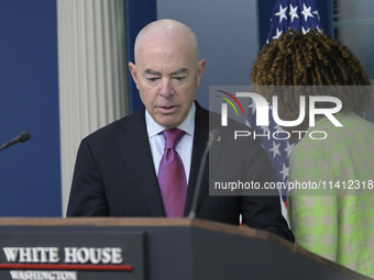 White House Press Secretary Karine Jean-Pierre and Department of Homeland Security Secretary Alejandro Mayorkas are holding a press briefing...