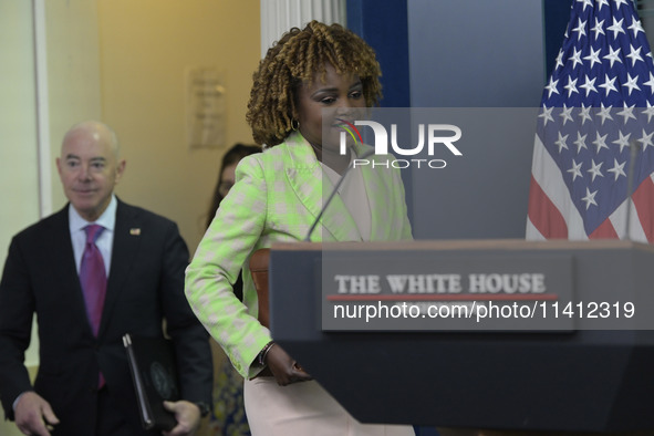 White House Press Secretary Karine Jean-Pierre and Department of Homeland Security Secretary Alejandro Mayorkas are holding a press briefing...