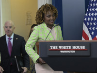 White House Press Secretary Karine Jean-Pierre and Department of Homeland Security Secretary Alejandro Mayorkas are holding a press briefing...