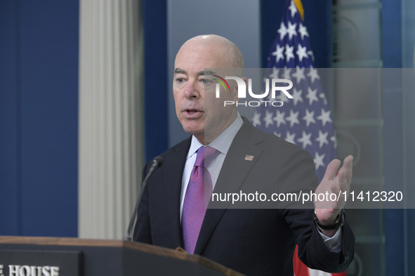 White House Press Secretary Karine Jean-Pierre and Department of Homeland Security Secretary Alejandro Mayorkas are holding a press briefing...