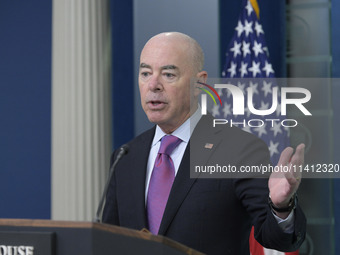 White House Press Secretary Karine Jean-Pierre and Department of Homeland Security Secretary Alejandro Mayorkas are holding a press briefing...