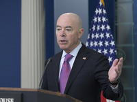 White House Press Secretary Karine Jean-Pierre and Department of Homeland Security Secretary Alejandro Mayorkas are holding a press briefing...