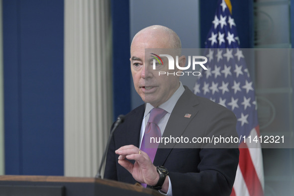 White House Press Secretary Karine Jean-Pierre and Department of Homeland Security Secretary Alejandro Mayorkas are holding a press briefing...