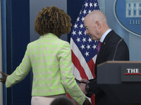 White House Press Secretary Karine Jean-Pierre and Department of Homeland Security Secretary Alejandro Mayorkas are holding a press briefing...