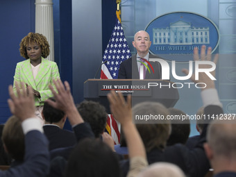 White House Press Secretary Karine Jean-Pierre and Department of Homeland Security Secretary Alejandro Mayorkas are holding a press briefing...