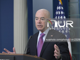 White House Press Secretary Karine Jean-Pierre and Department of Homeland Security Secretary Alejandro Mayorkas are holding a press briefing...