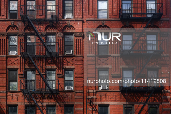 Fire escape stairs of apartments in Manhattan, New York City, United States of America on July 6th, 2024. 