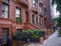  Brownstone apartments in Manhattan, New York City, United States of America on July 6th, 2024. (