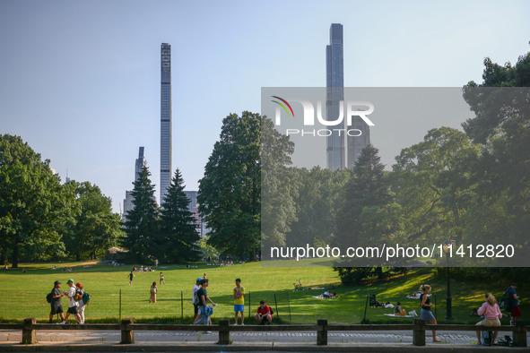  A view from Central Park on Central Park Tower and Steinway Tower in Manhattan, New York City, United States of America on July 6th, 2024. 