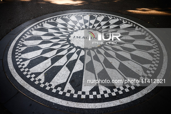 The Imagine mosaic in Strawberry Fields in Central Park, a tribute to John Lennon of The Beatles who was gunned down in that spot on Decembe...