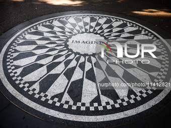 The Imagine mosaic in Strawberry Fields in Central Park, a tribute to John Lennon of The Beatles who was gunned down in that spot on Decembe...