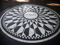 The Imagine mosaic in Strawberry Fields in Central Park, a tribute to John Lennon of The Beatles who was gunned down in that spot on Decembe...