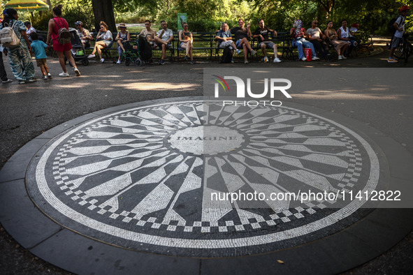 The Imagine mosaic in Strawberry Fields in Central Park, a tribute to John Lennon of The Beatles who was gunned down in that spot on Decembe...