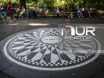 The Imagine mosaic in Strawberry Fields in Central Park, a tribute to John Lennon of The Beatles who was gunned down in that spot on Decembe...