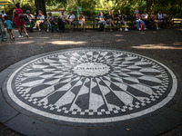 The Imagine mosaic in Strawberry Fields in Central Park, a tribute to John Lennon of The Beatles who was gunned down in that spot on Decembe...