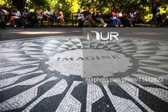 The Imagine mosaic in Strawberry Fields in Central Park, a tribute to John Lennon of The Beatles who was gunned down in that spot on Decembe...