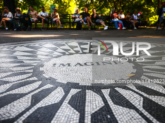 The Imagine mosaic in Strawberry Fields in Central Park, a tribute to John Lennon of The Beatles who was gunned down in that spot on Decembe...