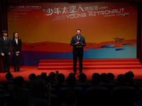 Hong Kong Chief Secretary, Chan Kwok-ki, is speaking at the Send-off ceremony for Young Astronaut Training Camp 2024 inside the Hong Kong Sp...