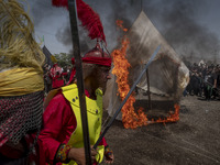 Iraqi men living in Iran are performing in a religious festival to commemorate Ashura in the Dolatabad neighborhood in southern Tehran, Iran...