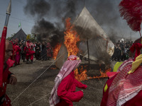 Iraqi men living in Iran are performing in a religious festival to commemorate Ashura in the Dolatabad neighborhood in southern Tehran, Iran...