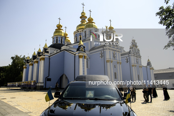 A funeral procession is taking place for Mykola Kokhanivskyi, commander of the OUN (Organisation of Ukrainian Nationalists) volunteer battal...