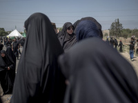 A veiled woman is looking on while participating in a religious festival to commemorate Ashura, in Dolatabad neighborhood in southern Tehran...