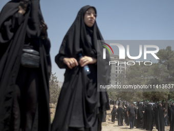 A veiled woman is looking on while participating in a religious festival to commemorate Ashura, in Dolatabad neighborhood in southern Tehran...