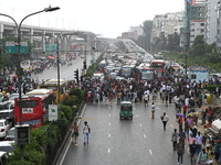 Anti-quota protesters are shouting slogans during a road-block demonstration at Banani in Dhaka, Bangladesh, on July 16, 2024. At least six...