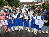 Anti-quota protesters are shouting slogans during a road-block demonstration at Banani in Dhaka, Bangladesh, on July 16, 2024. At least six...