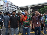 Anti-quota protesters are shouting slogans during a road-block demonstration at Banani in Dhaka, Bangladesh, on July 16, 2024. At least six...