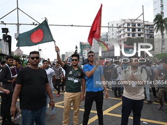 Anti-quota protesters are shouting slogans during a road-block demonstration at Banani in Dhaka, Bangladesh, on July 16, 2024. At least six...