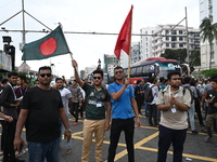 Anti-quota protesters are shouting slogans during a road-block demonstration at Banani in Dhaka, Bangladesh, on July 16, 2024. At least six...