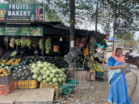 A fruit stand is operating in Punalur, Kerala, India, on April 04, 2024. (