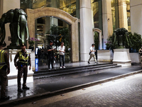 Police are gathering outside the Grand Hyatt Erawan Hotel in Bangkok, Thailand, on July 16, 2024. Local news reports are saying that at leas...