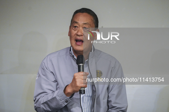 Thai Prime Minister Srettha Thavisin is speaking to the media during a press conference at Grand Hyatt Erawan Hotel in Bangkok, Thailand, on...