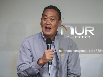 Thai Prime Minister Srettha Thavisin is speaking to the media during a press conference at Grand Hyatt Erawan Hotel in Bangkok, Thailand, on...