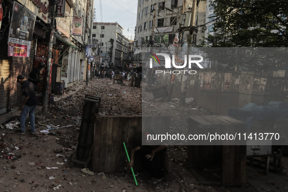 Pro-government student wing and anti-quota protestors are clashing in Dhaka, Bangladesh, on July 16, 2024. 