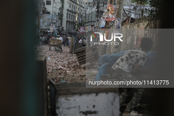 Pro-government student wing and anti-quota protestors are clashing in Dhaka, Bangladesh, on July 16, 2024. 