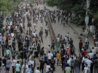 Pro-government student wing and anti-quota protestors are clashing in Dhaka, Bangladesh, on July 16, 2024. (