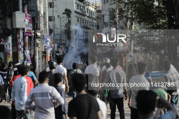 Pro-government student wing and anti-quota protestors are clashing in Dhaka, Bangladesh, on July 16, 2024. 